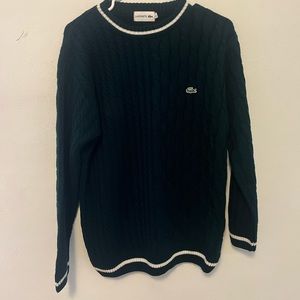 Lacoste Cable Knit Green/White Crewneck Sweater Men’s Size Large